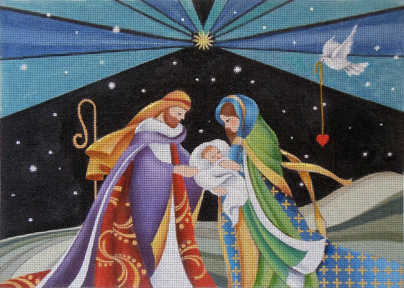 Starry Night Nativity HP Needlepoint Canvas Etsy