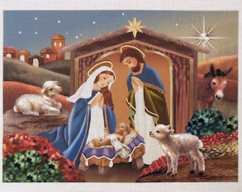 Manger Nativity HP Needlepoint Canvas