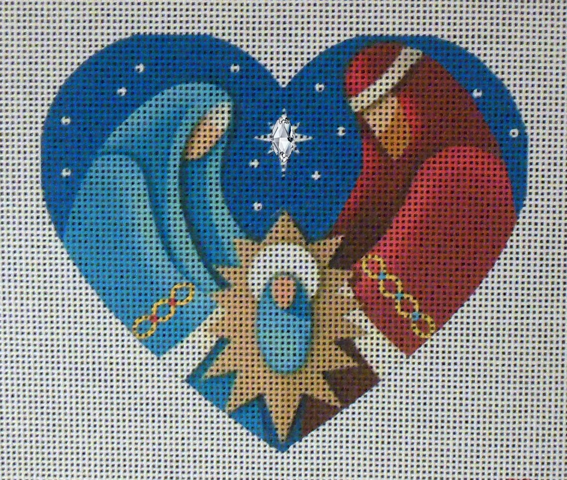Nativity Heart Needlepoint Canvas - Etsy