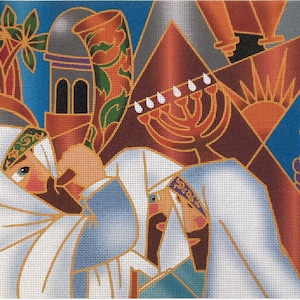 Abstract Rabbis Tallit Bag Needlepoint Canvas