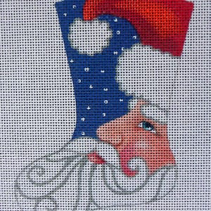 Santa in Stars Mini Stocking Needlepoint Canvas