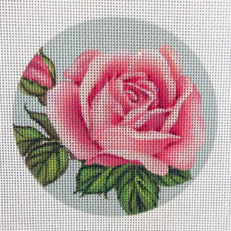 Pink Rose Needlepoint Canvas Etsy