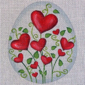 Heart Garden Egg HP Needlepoint Canvas