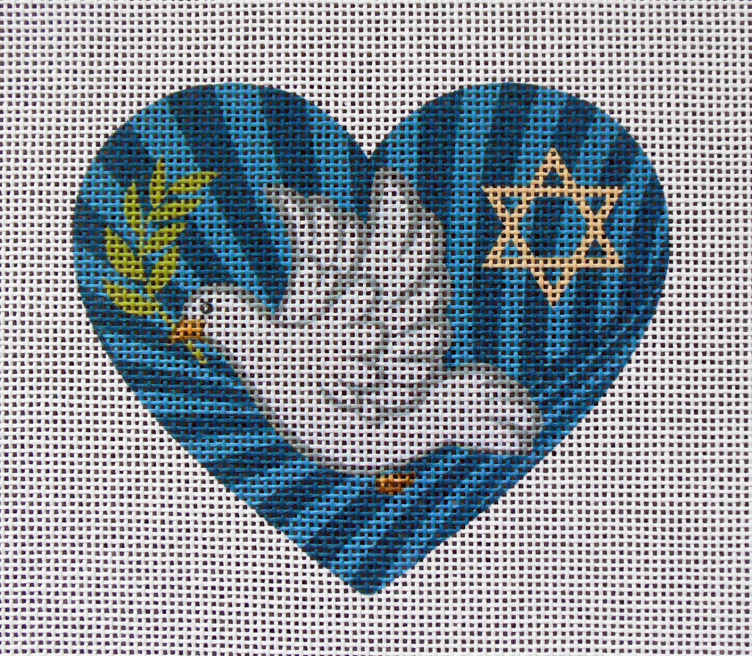 Dove Judaica Heart Needlepoint Canvas