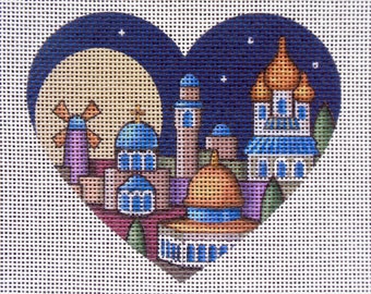 Jerusalem Honey Moon Heart Needlepoint Canvas