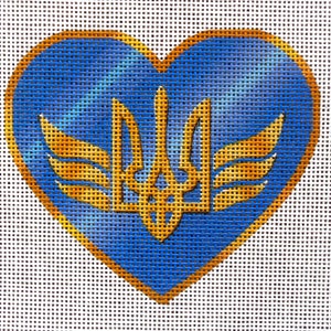 Ukraine Coat of Arms Heart Needlepoint Canvas