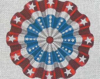 Patriotic Red Bunting Flag Needlepoint Canvas