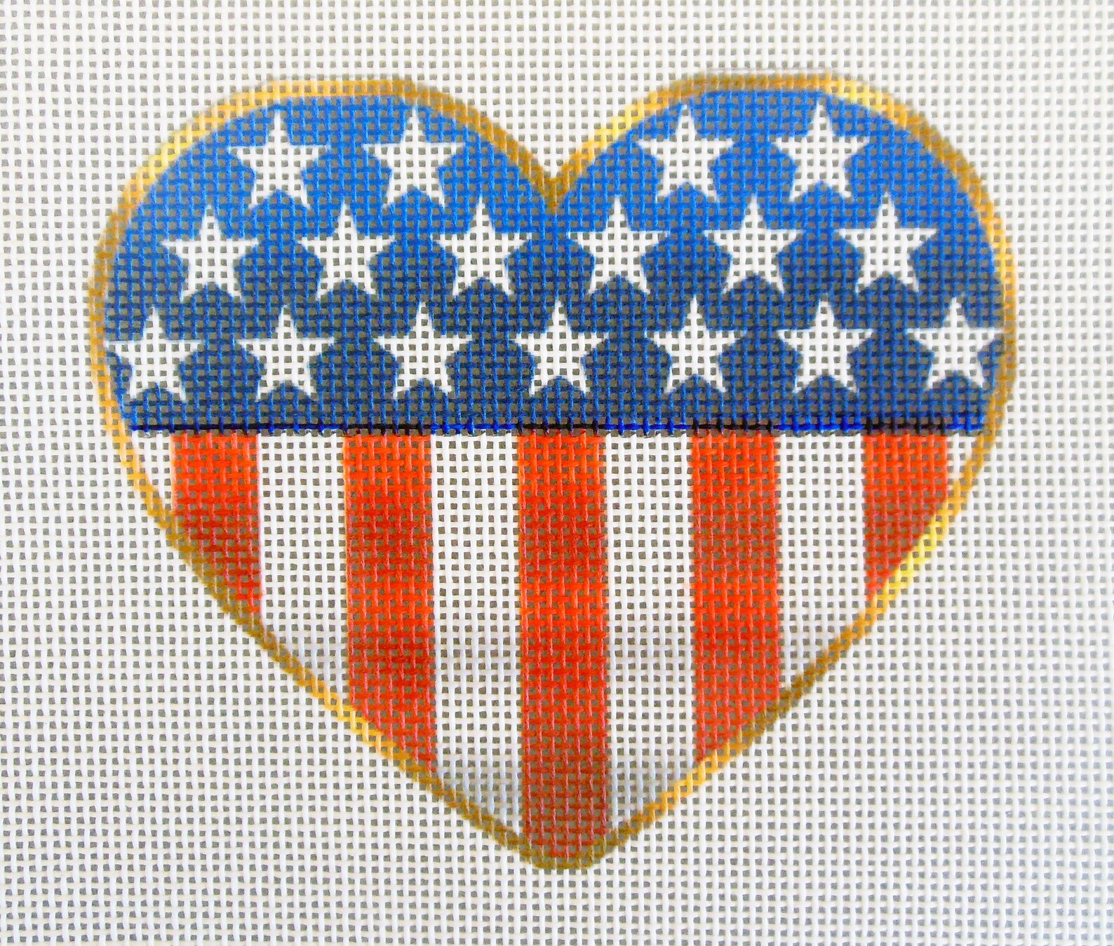 American Flag Heart Needlepoint Canvas Etsy