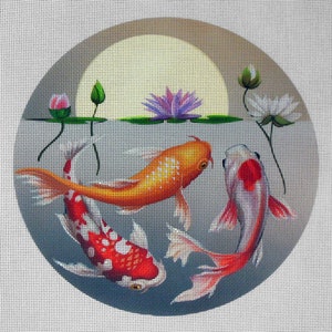 Moonlit Koi Needlepoint Canvas