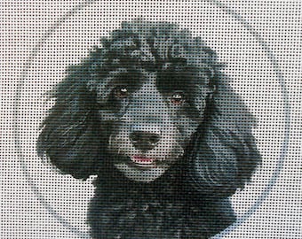 Poodle, Black Needlepoint Canvas