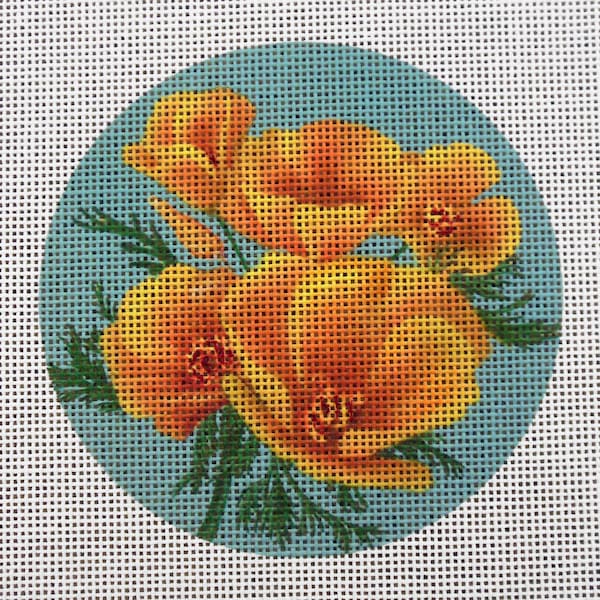 California Poppy Needlepoint Canvas