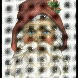 Victorian Santa HP Needlepoint Canvas Ornament