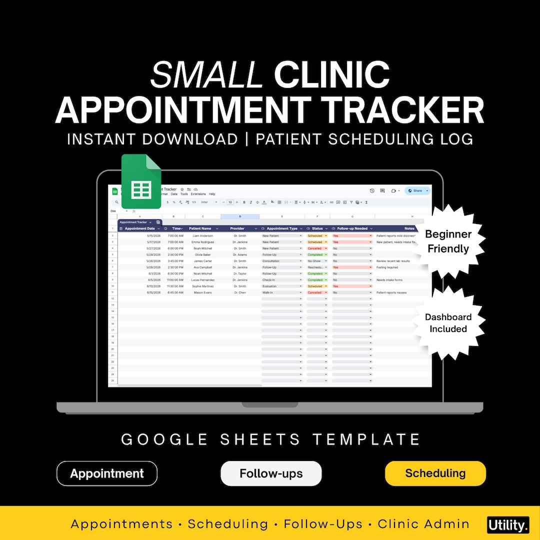 Small Clinic Appointment Tracker | Patient Scheduling Log | Google ...
