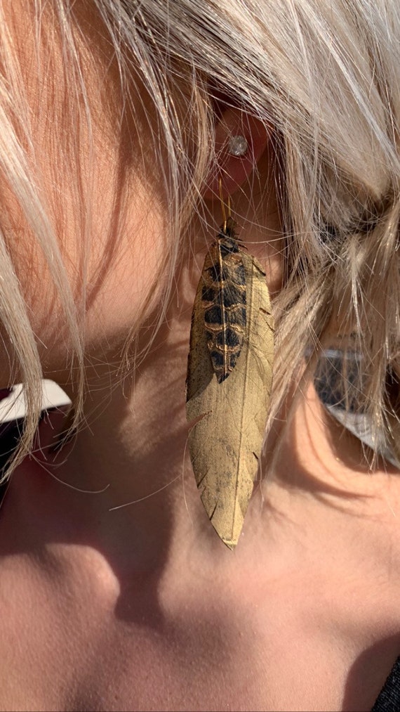 Bike Inner-tube,vegan Leather,hand Painted Feather Earrings Made