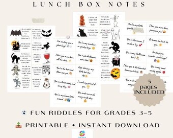 Anotações para lancheira de Halloween: 50 enigmas e piadas para imprimir / Download em PDF