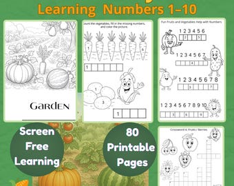 80 Preschool Math Worksheets | Math Activity Book | Homeschool Printable | Counting Numbers 1–10 | Coloring Pages | Kindergarten Math