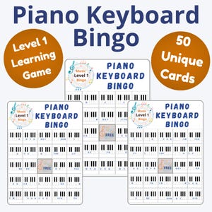 Bingospel pianotoetsenbord – Erkenning van muzieknoten – Piano leren voor beginners – Afdrukbaar muzieklesspel – niveau 1 afbeelding 1