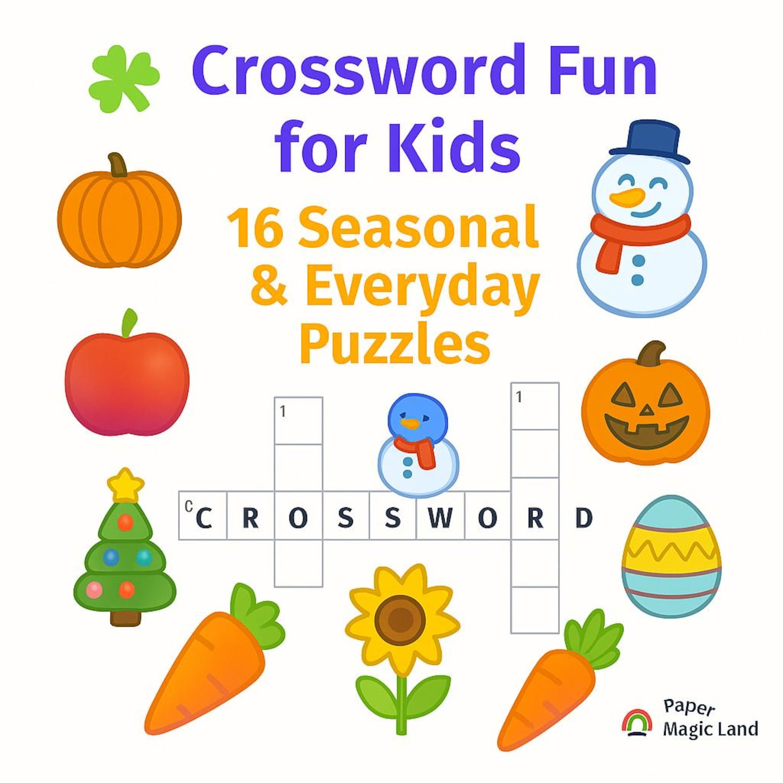 Crossword Fun for Kids – 16 Seasonal & Everyday Puzzles | Printable ...