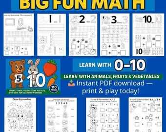 Livro de Atividades Matemáticas 0-10 – Quebra-cabeças e Labirintos para Imprimir para Crianças /PDF