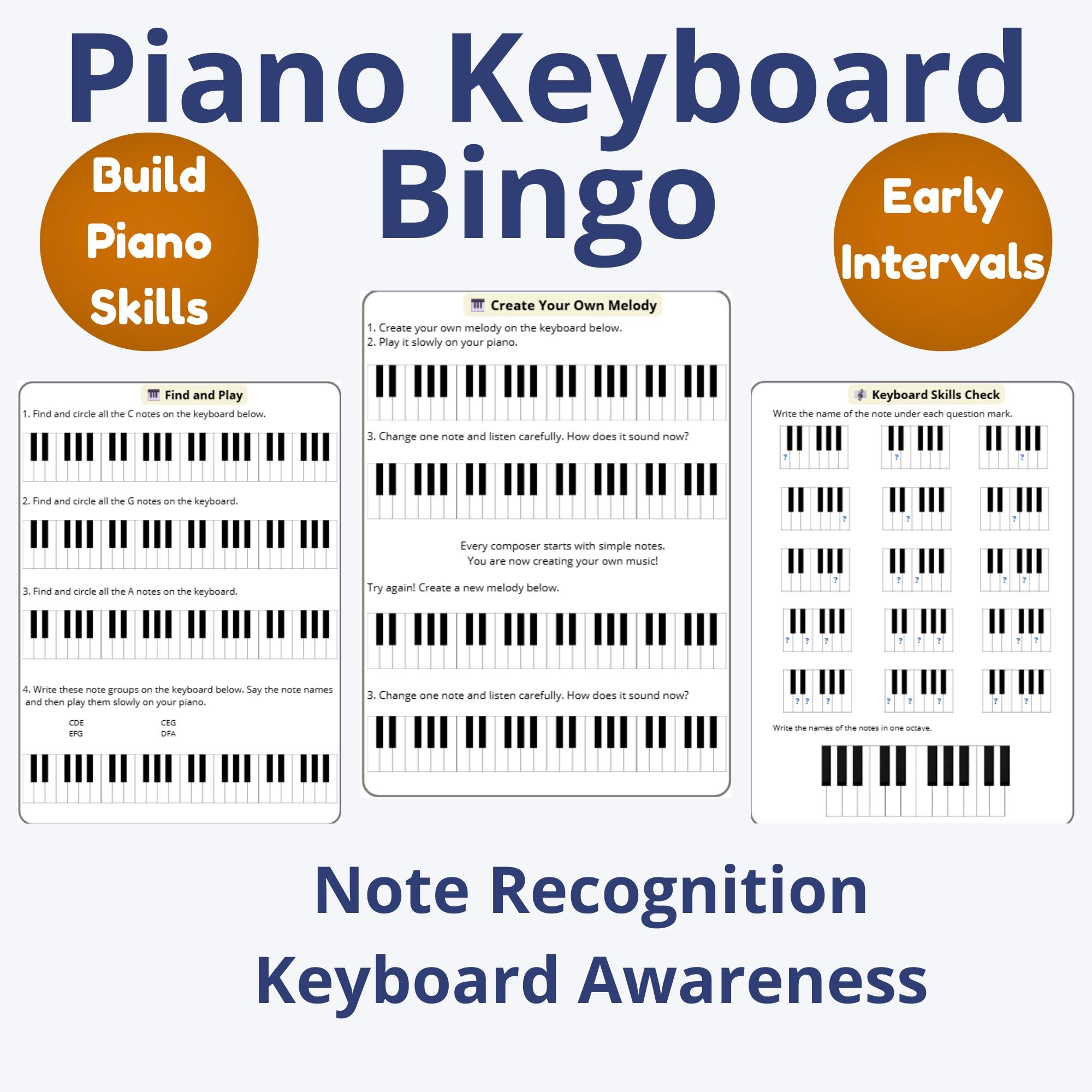 Piano Keyboard Bingo Game – Music Note Recognition Activity – Beginner ...