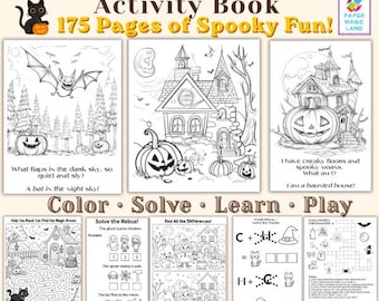 Printable Halloween Activities, Kindergarten Worksheets, Halloween Party, Coloring Pages, Riddles, Mazes, Crosswords & Spot the Difference