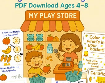 Kit de brincadeira de faz de conta da Play Store: Lista de compras de supermercado / Download em PDF