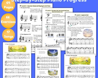 Bundle Levels 4–6 Piano Worksheets Music Theory Beginner Piano Music Easy Classical Piano Sheet Music for Kids