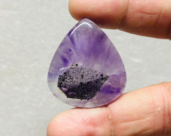 Cacoxenite Amethyst 100% Natürliche Cabochon Lose Edelstein (Form - Birne) (Größe-31.23x35.25x5.59 mm) (Carat-Gewicht-48.15) ZM-251