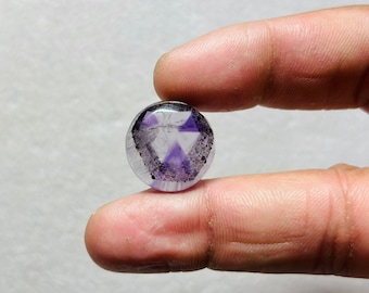 Cacoxenite Amethyst 100% Natürliche Cabochon Lose Edelstein (Form - Rund) (Größe-17.43x17.55x5.33 mm) (Carat-Gewicht-14.00) ZM-247