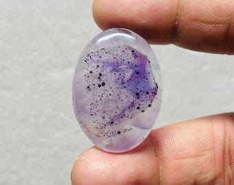 Cacoxenit Amethyst 100% Natürliche Cabochon Lose Edelstein (Form - Oval) (Größe-23.02x31.59x4.69 mm) (Karat-Gewicht-29.60) ZM-244