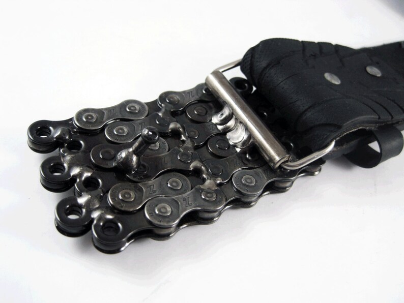 Recycled Bike Chain Belt Buckle Flat Clear Finish Etsy