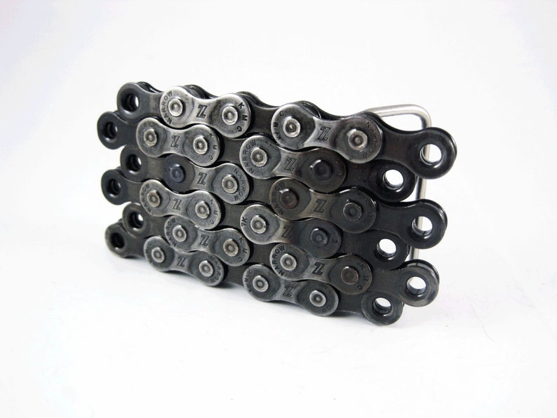 Recycled Bike Chain Belt Buckle Flat Clear Finish Etsy