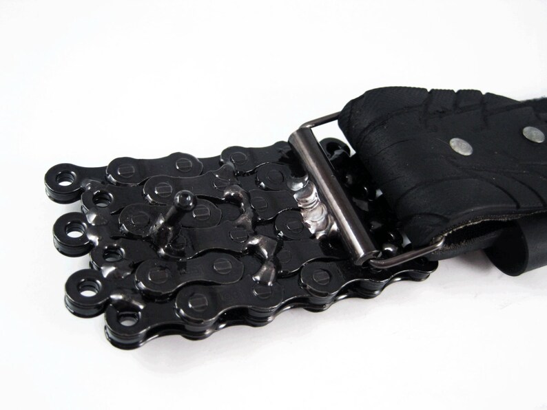 Recycled Bike Chain Belt Buckle Flat Transparent Black Etsy