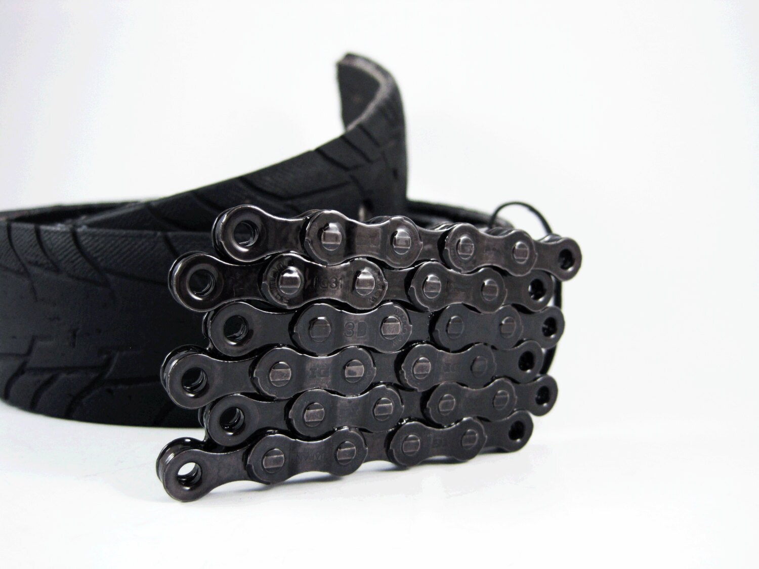 Recycled Bike Chain Belt Buckle Flat Transparent Black Etsy