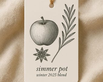 Simmer Pot Gift Tag Printable • Holiday Stovetop Potpourri Tag & Instructions Card • Christmas DIY Gift Label • Editable Template