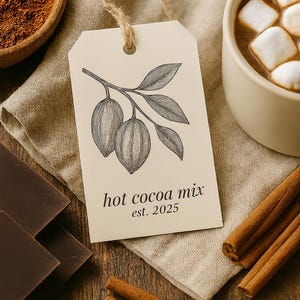 Étiquette-cadeau imprimable pour un mélange de cacao chaud • 2 x 3,25 po. Étiquette pour boisson d'hiver • Étiquette pour pot de cacao • Étiquettes-cadeau pour mets des Fêtes • Emballage à faire soi-même • Téléchargement immédiat