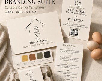Farm Fresh Egg Stand Branding Kit – Editable Canva Farm Stand Signs, Self Serve Egg Sign, Printable Farm Market Branding