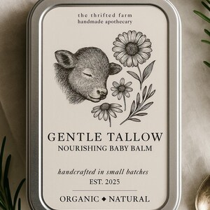 Talg Label Template Bundle | 3x3, 3.5x5 & 2x3,25 Etiketten | Gepeitschter Talg Balsam Tags | Babybalsam Label | Bearbeitbare Canva-Vorlagen