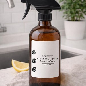 Editable Surface Spray Label Template • Cleaner Label • Amber Bottle ...