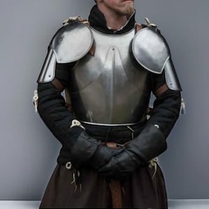 Medieval Steel Armor Breastplate with Pauldrons | Knight Chest Plate Body Armor | Renaissance LARP Costume Armor for Reenactment & Cosplay