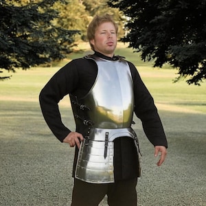 Medieval Knight Breastplate Armor with Tassets | Steel Cuirass Chest Plate for Men | LARP Cosplay Costume | SCA Reenactment Renaissance Fair