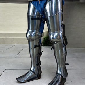 Medieval Knight Full Leg Armor with Sabatons | Steel Greaves, Cuisses & Poleyns | LARP Cosplay Costume | SCA Reenactment Gothic Plate Armor
