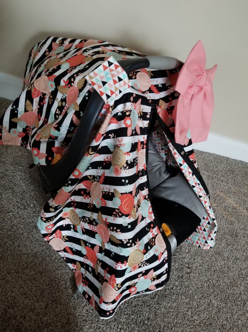 Floral diamond car seat canopy car seat cover infant carseat Etsy