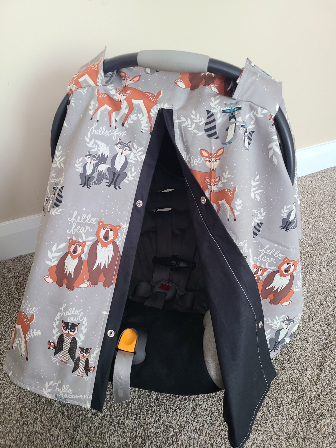 Fox Woodland Car Seat Cover, Baby Carseat Cover, Baby Boy Car Seat