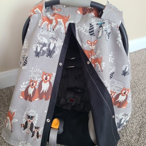 Fox Woodland Car Seat Cover, Baby Carseat Cover, Baby Boy Car Seat Canopy, Baby Shower Gift READY TO SHIP