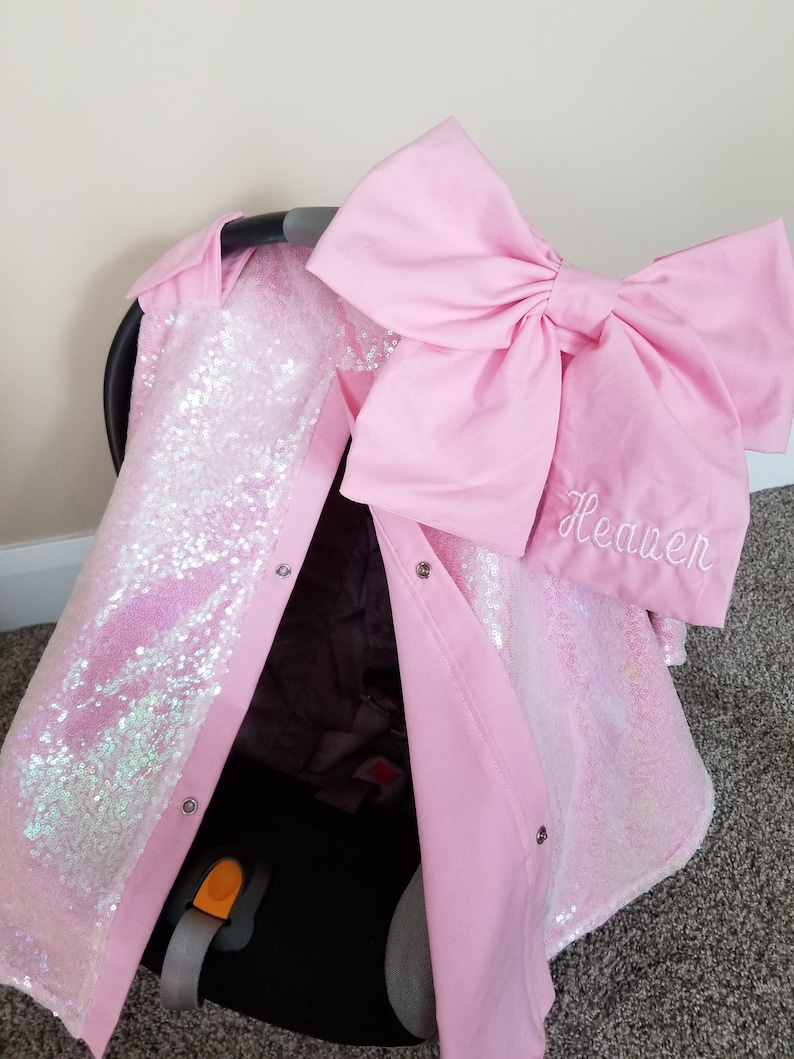 Elegant Iridescent Sequin Pink Car Seat Canopy Carseat Cover Etsy