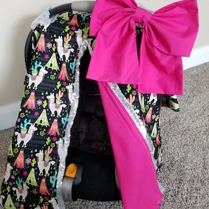 Llama Car Seat Canopy, Sequin Carseat Cover, Gifts for Newborn, Baby Girl Car Seat Canopy