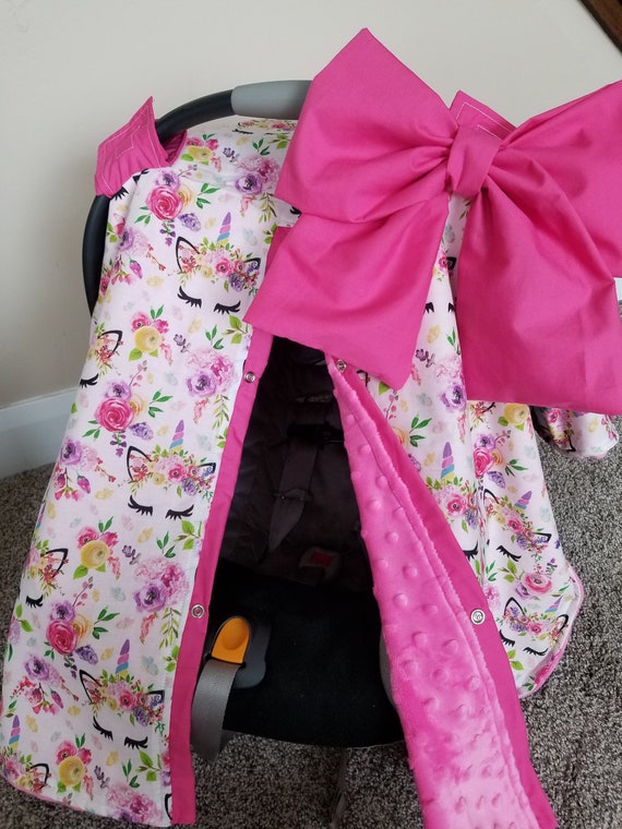 Carseat Canopy Floral Unicorn Cover With Minky Inside Car Seat | Etsy