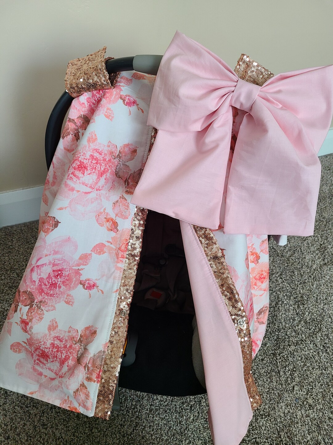 Floral Carseat Cover, Car Seat Cover Girl, Pink and Blush Floral Baby