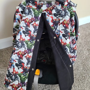 Hero Carseat Cover, Baby Shower Gift, Baby Boy Car Seat Canopy